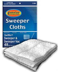 envirocare sweeper cloth replacements designed to fit swiffer sweepers and sweeper vacs (48 pack)