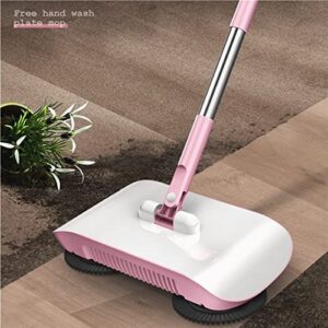 YBRAG Family-Style Hand-Push Sweeper, Hand Push Floor Cleaner, 3 in 1 Sweeper Cleaning Machine, Microfiber Mop Easy to Use, Carpet Sweeper Cleaner for Home Office (Color : Pink, Size : with a rag)