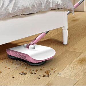 YBRAG Family-Style Hand-Push Sweeper, Hand Push Floor Cleaner, 3 in 1 Sweeper Cleaning Machine, Microfiber Mop Easy to Use, Carpet Sweeper Cleaner for Home Office (Color : Pink, Size : with a rag)