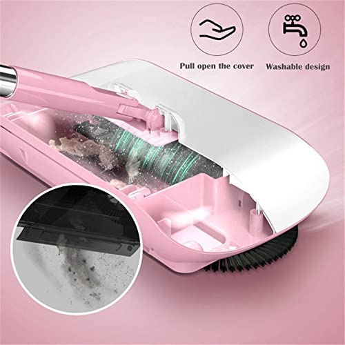 YBRAG Family-Style Hand-Push Sweeper, Hand Push Floor Cleaner, 3 in 1 Sweeper Cleaning Machine, Microfiber Mop Easy to Use, Carpet Sweeper Cleaner for Home Office (Color : Pink, Size : with a rag)