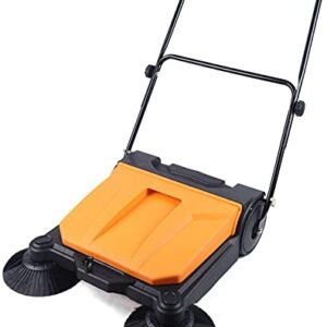 YIYIBYUS Hand-Push Sweeping Sweeper,26 Inch 15L Industrial Manual Push Sweeper Foldable Walk-Behind Floor Sweeping Machine for Clean up Garden Warehouse Road School Hotel