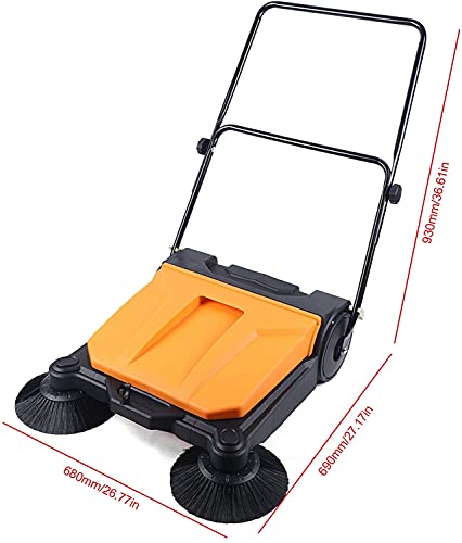 YIYIBYUS Hand-Push Sweeping Sweeper,26 Inch 15L Industrial Manual Push Sweeper Foldable Walk-Behind Floor Sweeping Machine for Clean up Garden Warehouse Road School Hotel