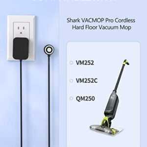 Charger Fit for Shark Cordless Hard Floor Vacuum Mop VM252 VM252C QM250,6.0Ft Extra Long DC Supply Shark VM252 Magnetic Charger