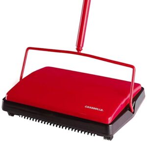 casabella floor & carpet sweeper manual non electric cleaner – red