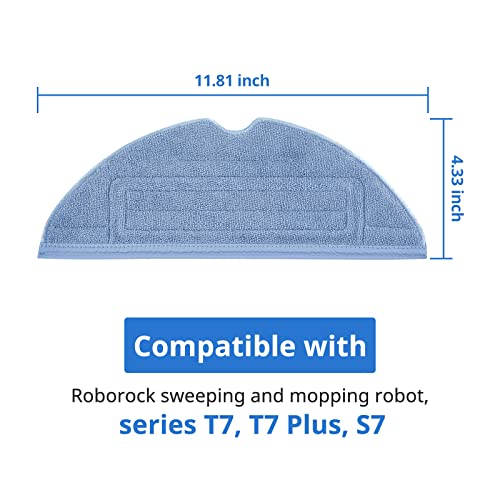 Vacuum Mop Replacement Pads, Compatible with Roborock S7 S7+ T7 T7S T7S Plus S7MaxV S7MaxV Plus S7MaxV Ultra Robot Vacuum, Washable Mop Cloth Rags Reusable Soft Mopping Pad Parts Accessories(6 Pcs)