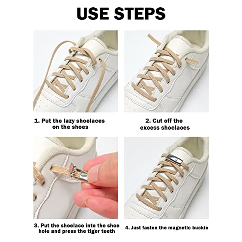 SuanlaTDS 2 Pcs Lace-Free Metal Magnetic No Tie Elastic Buckle Shoelace Lazy Free Shoelace Buckle for Kid Adult