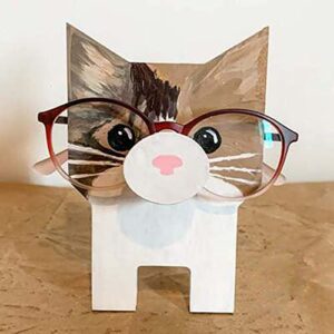 suanlatds cute creative animal glasses holder, 1pc wooden animal shaped glasses frame home office desktop decor,birthday gift for kids