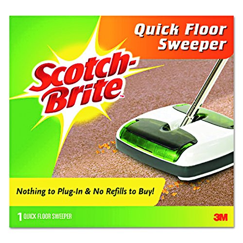 Scotch-Brite M007CCW Quick Floor Sweeper, Rubber Bristles, 42" Aluminum Handle, White