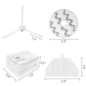 Replacement Spare Parts For Roidmi EVA Robotic Vacuum Cleaner,Accessories Kit Includes 4 Side Brushes,2 Mop Pads,4 Hepa Filters,2 Dust Bags