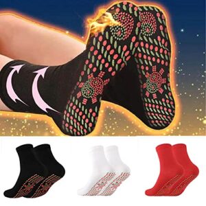 Ntpwenla 1 Pair Self-Heating Magnetic Socks Men Women,Washable Winter Warm Long Socks Tourmaline Self Heated Socks Thermal Insulated Heated Socks Sports Outdoor Hiking Climbing