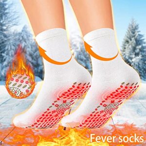 Ntpwenla 1 Pair Self-Heating Magnetic Socks Men Women,Washable Winter Warm Long Socks Tourmaline Self Heated Socks Thermal Insulated Heated Socks Sports Outdoor Hiking Climbing