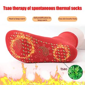 Ntpwenla 1 Pair Self-Heating Magnetic Socks Men Women,Washable Winter Warm Long Socks Tourmaline Self Heated Socks Thermal Insulated Heated Socks Sports Outdoor Hiking Climbing