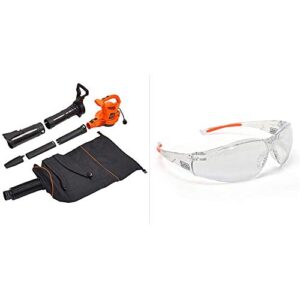 black+decker leaf blower/vacuum with safety eyewear, lightweight, clear lens (bebl7000 & bd250-1c)