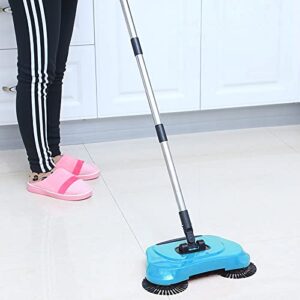 multi-purpose hand push sweeper, dry sweep & wet drag two in one sweeper, home office sweeping mopping machine,floor sweeper with 2 corner edge brushes 1pcs (sky bule)