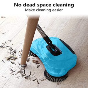 Multi-purpose Hand Push Sweeper, Dry Sweep & Wet Drag Two in One Sweeper, Home Office Sweeping Mopping Machine,Floor Sweeper with 2 Corner Edge Brushes 1Pcs (Sky Bule)