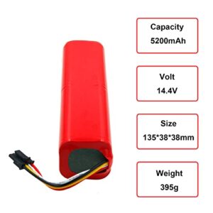 Tenberly Lithium Replacement Battery for Xiaomi Roborock S5 S7 S6 S51 S50 S52 S53 S55 T6 T7 T61 T65 C10 E4 Xiaowa CT10 E20 E35 Series 5200mAh Real Capacity