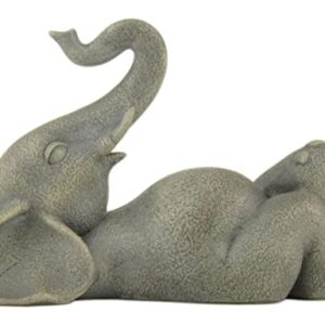 Boulevard East Concepts 4" Good Luck Elephant Lounging with Raised Trunk Statue Indoor Outdoor Garden Sculpture - Good Luck Gifts, Zen Garden Decor, Garden Decorations, Patio Lawn Yard Decor (4 Inch)