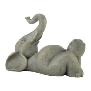 Boulevard East Concepts 4" Good Luck Elephant Lounging with Raised Trunk Statue Indoor Outdoor Garden Sculpture - Good Luck Gifts, Zen Garden Decor, Garden Decorations, Patio Lawn Yard Decor (4 Inch)