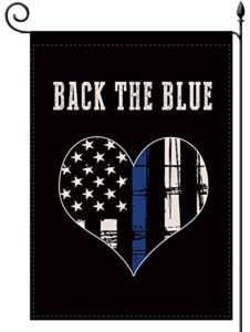 yaochong back the blue garden flag,police thin blue line heart black lives matter flag vertical double sided 12.5×18 inch,black civil rights love is love rustic farmland holiday burlap outdoor décor