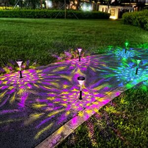 eoyizw solar pathway lights, 6 pack super bright color changing/warm white solar lights outdoor waterproof solar garden lights, ip65 waterproof outdoor lights solar landscape lights for yard, lawn