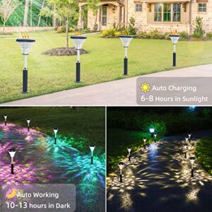 EOYIZW Solar Pathway Lights, 6 Pack Super Bright Color Changing/Warm White Solar Lights Outdoor Waterproof Solar Garden Lights, IP65 Waterproof Outdoor Lights Solar Landscape Lights for Yard, Lawn