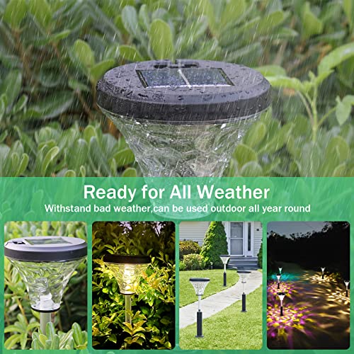 EOYIZW Solar Pathway Lights, 6 Pack Super Bright Color Changing/Warm White Solar Lights Outdoor Waterproof Solar Garden Lights, IP65 Waterproof Outdoor Lights Solar Landscape Lights for Yard, Lawn