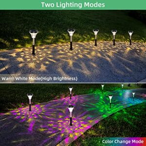 EOYIZW Solar Pathway Lights, 6 Pack Super Bright Color Changing/Warm White Solar Lights Outdoor Waterproof Solar Garden Lights, IP65 Waterproof Outdoor Lights Solar Landscape Lights for Yard, Lawn