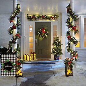 AUOIKK Winter Berry Wreath Welcome Garden Flag Vertical Double Sided, Christmas Outdoor Flag Farmhouse Holiday Home Christmas Yard Sign Outdoor Decoration 12.5 x 18 Inch