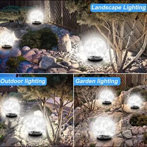 MIQIA Solar Lights Outdoor, 2 Pack 40 LED Cracked Glass Solar Garden Lights, Waterproof Solar Ground Lights for Yard, Patio, Walkway, Lawn, Pathway, Solar Outdoor Decorative Lights (4.7 Inch, White)