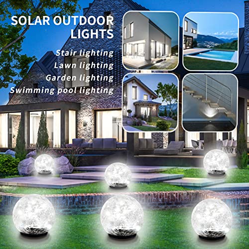 MIQIA Solar Lights Outdoor, 2 Pack 40 LED Cracked Glass Solar Garden Lights, Waterproof Solar Ground Lights for Yard, Patio, Walkway, Lawn, Pathway, Solar Outdoor Decorative Lights (4.7 Inch, White)