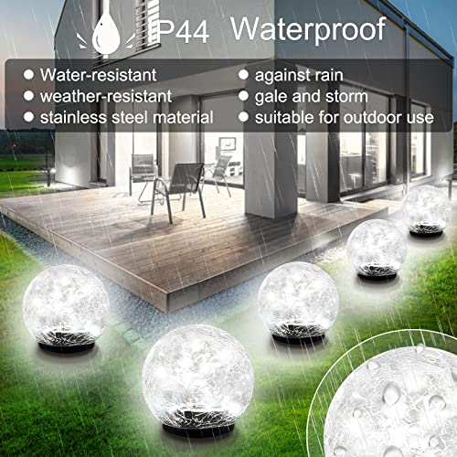 MIQIA Solar Lights Outdoor, 2 Pack 40 LED Cracked Glass Solar Garden Lights, Waterproof Solar Ground Lights for Yard, Patio, Walkway, Lawn, Pathway, Solar Outdoor Decorative Lights (4.7 Inch, White)