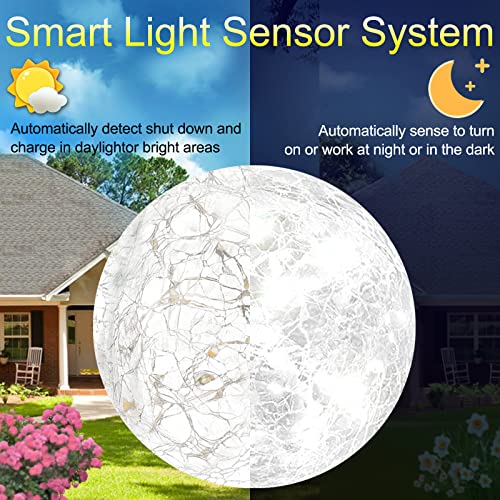 MIQIA Solar Lights Outdoor, 2 Pack 40 LED Cracked Glass Solar Garden Lights, Waterproof Solar Ground Lights for Yard, Patio, Walkway, Lawn, Pathway, Solar Outdoor Decorative Lights (4.7 Inch, White)