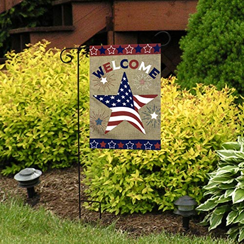 American Star Burlap Garden Flag Patriotic Welcome 12.5" x 18" Briarwood Lane