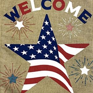 American Star Burlap Garden Flag Patriotic Welcome 12.5" x 18" Briarwood Lane