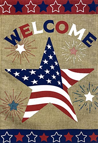 American Star Burlap Garden Flag Patriotic Welcome 12.5" x 18" Briarwood Lane