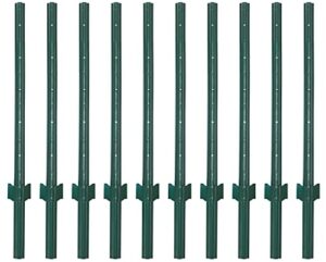 vasgor 3 feet sturdy duty metal fence post – garden u post for fencing – 10 pack