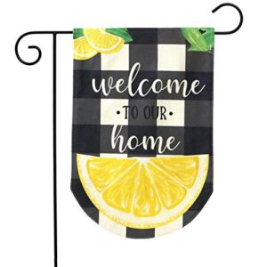 welcome to our home summer burlap garden flag lemons double-sided 12.5″ x 18″