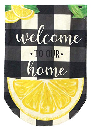 Welcome To Our Home Summer Burlap Garden Flag Lemons Double-Sided 12.5" x 18"