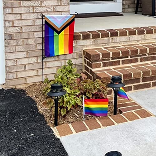 TOPFLAGS Progress Gay Pride LGBTQ Yard Garden Flag 12x18 Inch, Double Sided Rainbow LGBTQ Bisexual Flags for Decoration