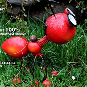 Smarty Gadgets - Metal Garden Art Decoration, Steel Red Ant Figurine with Solar Powered LED Lights for Yard, Patio, Lawn and Garden Decor and Ornament, Outdoor and Indoor Statue, 11" X 10"