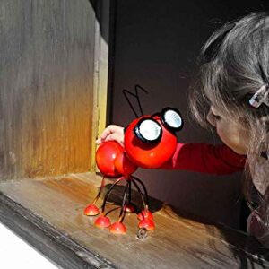 Smarty Gadgets - Metal Garden Art Decoration, Steel Red Ant Figurine with Solar Powered LED Lights for Yard, Patio, Lawn and Garden Decor and Ornament, Outdoor and Indoor Statue, 11" X 10"