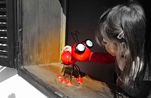 Smarty Gadgets - Metal Garden Art Decoration, Steel Red Ant Figurine with Solar Powered LED Lights for Yard, Patio, Lawn and Garden Decor and Ornament, Outdoor and Indoor Statue, 11" X 10"