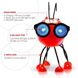 Smarty Gadgets - Metal Garden Art Decoration, Steel Red Ant Figurine with Solar Powered LED Lights for Yard, Patio, Lawn and Garden Decor and Ornament, Outdoor and Indoor Statue, 11" X 10"