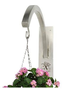 leafy creations high end straight stainless steel plant hanger, plant hooks for outdoor hanging plants, shepherds hook for outdoor, hanging bracket for garden, bird feeder hangers for outside