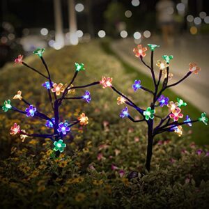 iticdecor garden fairy lights 2 packs outdoor flower solar lights,20 led outdoor decorative solar garden stake lights,color changing lights for walkway pathway yard lawn patio