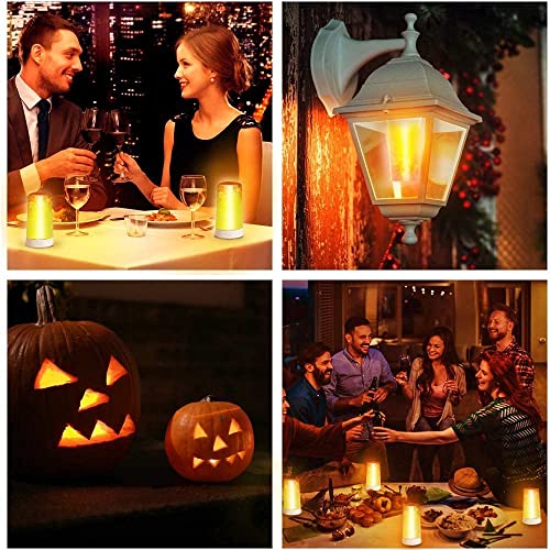 LED Flame Lights, Battery Operated Flameless Candles, Flickering Fake Fire Lamps with Remote Control and Timer, Waterproof Outdoor Flame Lights with Gravity Sensing for Fireplace/Party/Garden/Bar