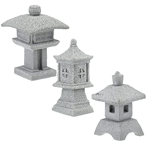 Yardwe 3pcs Mini Pagoda Statue Fairy Garden Pond Tower Sandstone Decorations Zen Garden Decor Micro Rockery Landscape Decoration Accessories Fairy Garden Ornament