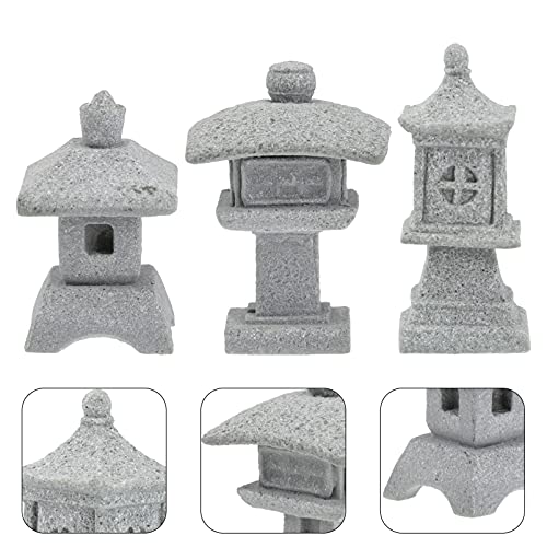 Yardwe 3pcs Mini Pagoda Statue Fairy Garden Pond Tower Sandstone Decorations Zen Garden Decor Micro Rockery Landscape Decoration Accessories Fairy Garden Ornament