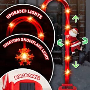 Solar Christmas Candy Cane Lights Garden Decorations, ZIVASA Solar Powered Xmas Pathway Markers Lights Outdoor Waterproof, Outside Decor Stake with Snow Flower & Santa for Yard Patio Landscape 2PACK