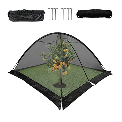 GROWNEER 14x10 Feet Pond Netting for Leaves, Pond Covers with Zipper with 4 Ropes, 8 Stakes, Storage Bag, Fiberglass Poles, Suitable for Pond Pool, Garden and Vegetables